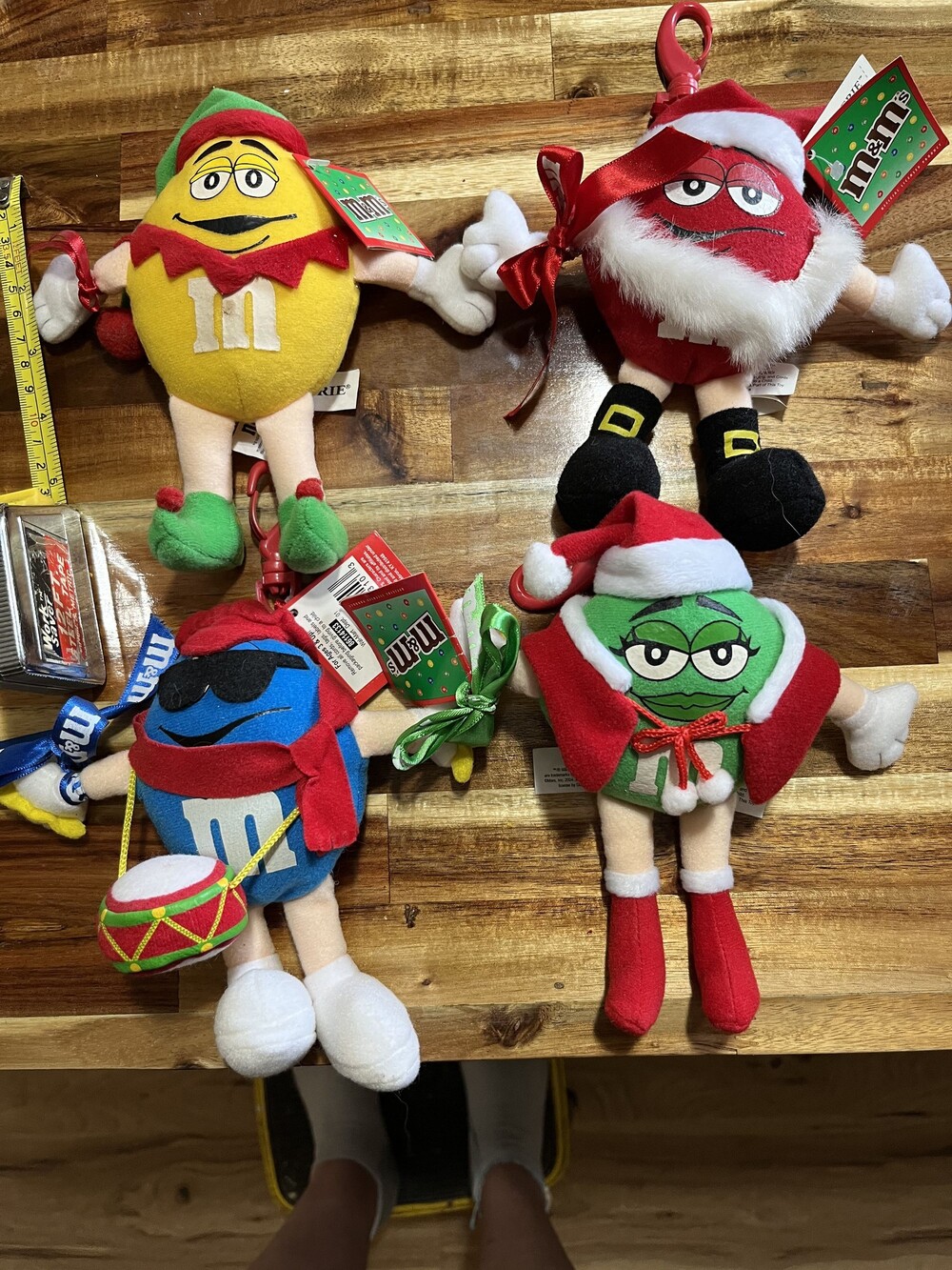 M&M's Holiday Plush Toy Set of 4 Christmas Elf Santa Mrs Claus
